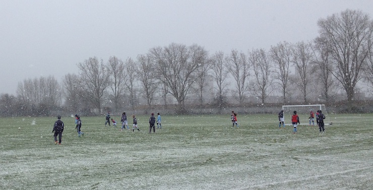 West Ham Academy - players were treated to an unexpected and joyful snowfall