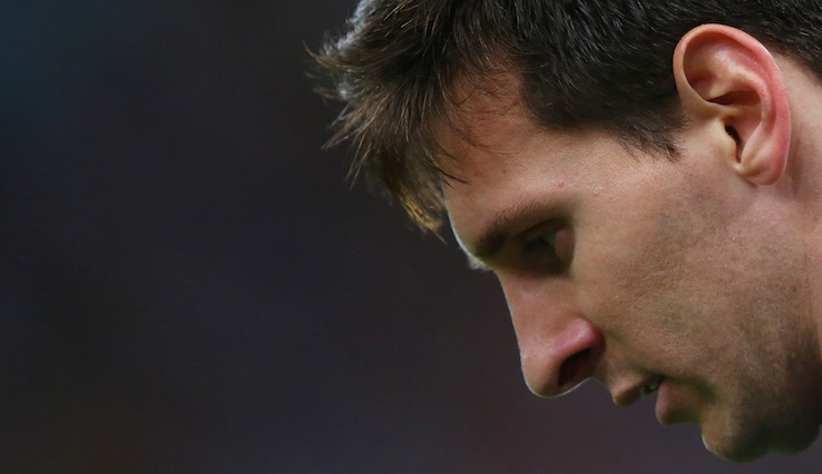 Messi upset after Germany defeated Argentina in the 2014 World Cup Final at Maracana Stadium