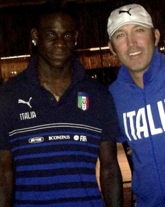 Mario Balotelli - Italy's Famous Forward with Noah Gins of Albion SC in California. Photo Credit: Albion SC