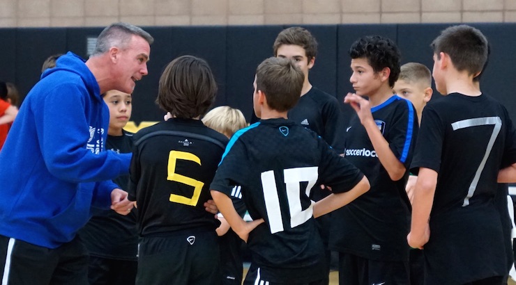Sean Bowers Coaching his Futsal Youth team at 619 Futsal Winter session