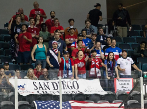 The American Outlaws San Diego Chapter cheers on the red, white and blue