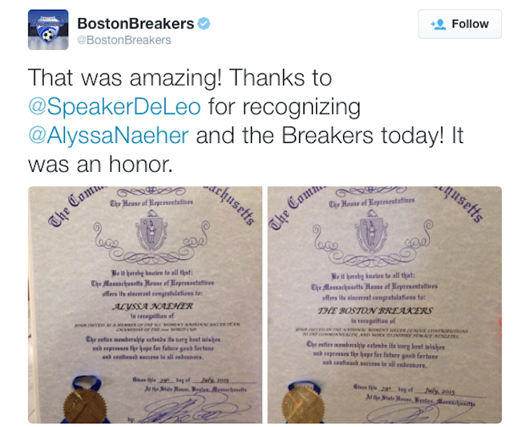 boston breakers honored