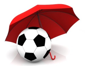Red Umbrella and soccer ball