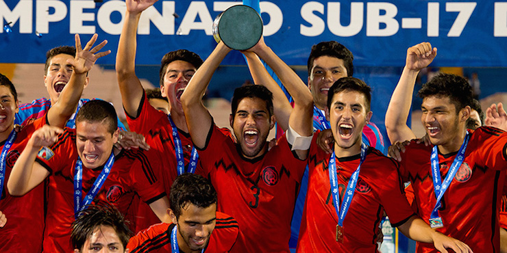 Mexico U-17 National Team Celebrating After Winning The CONCACAF Under-17 Championship. Photo Courtesy of Mexsport. 
