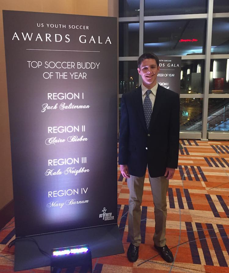 Youth Soccer News - Zach Saliterman of Mendham, N.J., was honored as the 2015 US Youth Soccer TOPSoccer Buddy of the Year