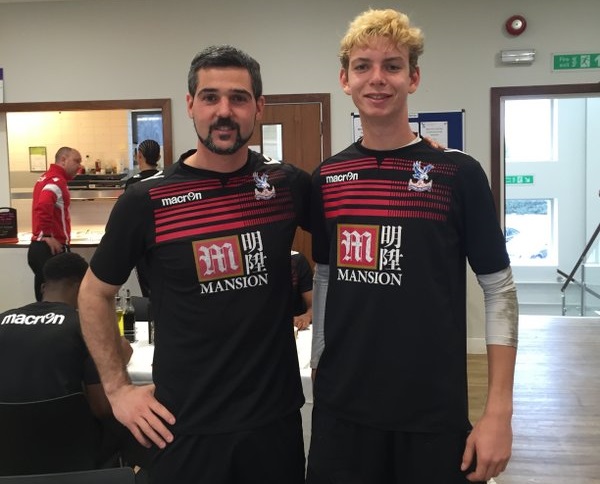 Cameron Dickie with Julian Speroni as he trains with Crystal Palace