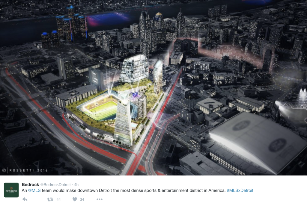 The Detroit MLS expansion group unveiled renderings of its proposed downtown stadium designed by Detroit architectural firm Rossetti Go Detroit! #MLSxDetroit