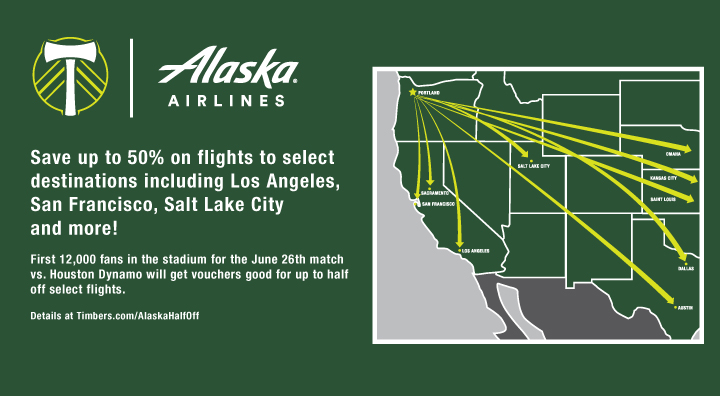 Portland Timbers & Alaska Airlines to Offer Fans Up to 50% Off Flights