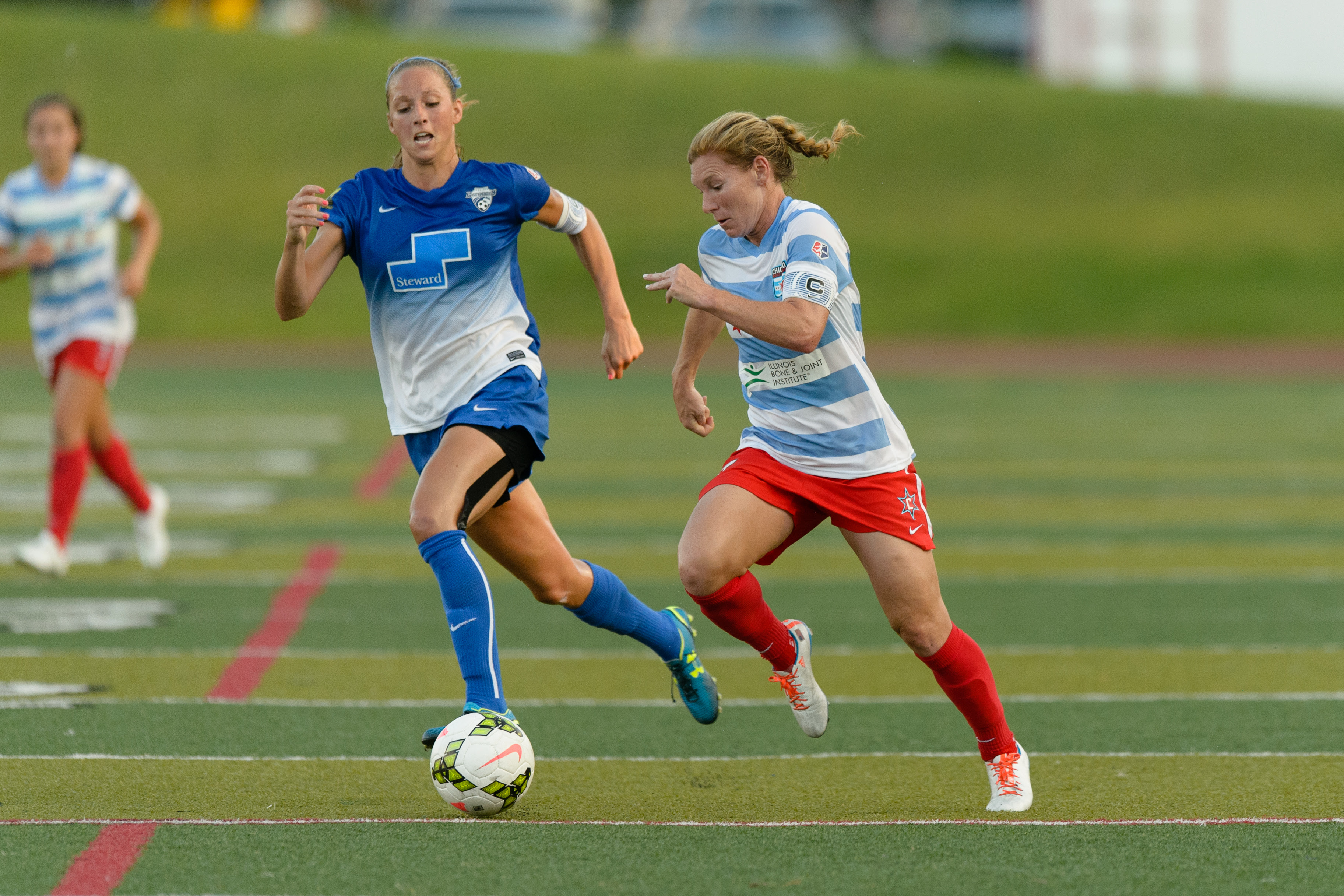Lisle, IL, USA, July 18, 2015: The Boston Breakers versus the Chicago Red Stars in a National Women's Soccer League game at Benedictine University. Photo by Daniel Bartel