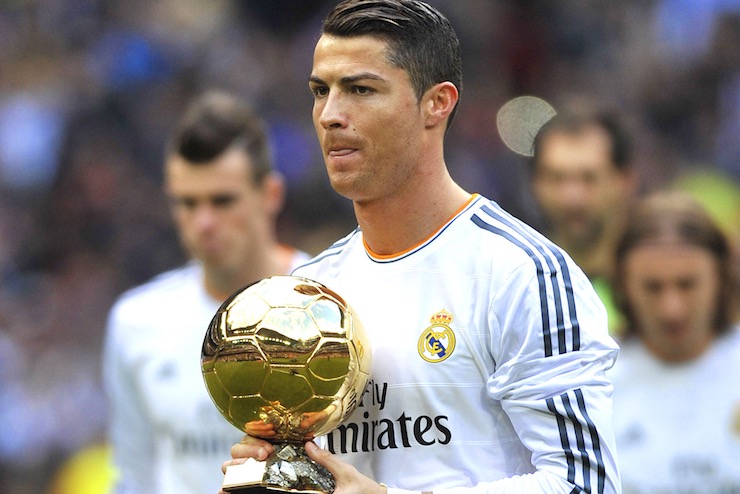 A well rested Ronaldo holds the Ballon Dor FIFA Award