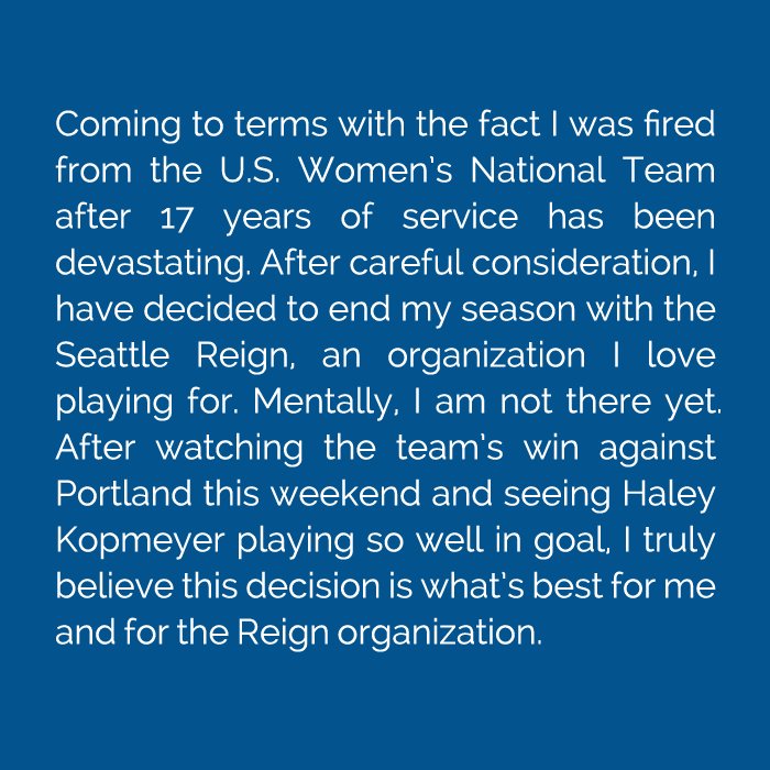 Hope Solo Twitter not playing rest of NWSL season