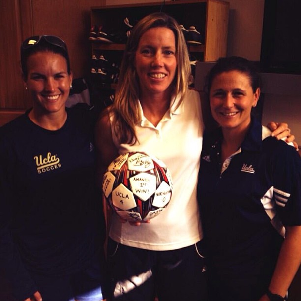 Signed ball for Amanda's first win as a bruin! — with Amanda Cromwell and Louise Lieberman. From Facebook