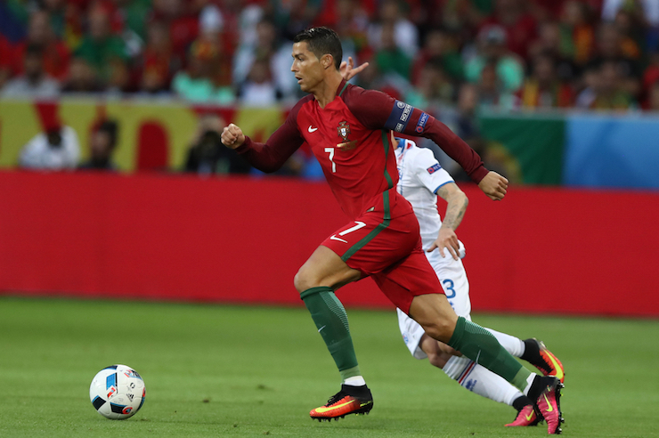 Cristiano Ronaldo in action during football match of Euro 2016 - Editorial Credit: Marco Iacobucci EPP / Shutterstock.com