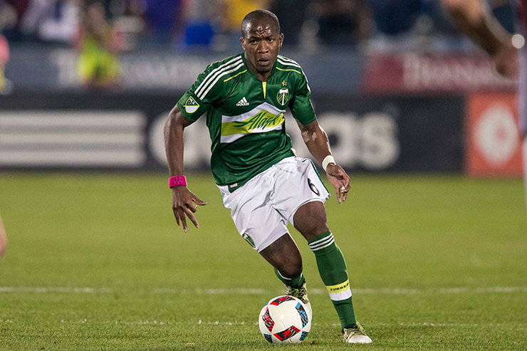 Oct 1, 2016; Commerce City, CO, USA; Portland Timbers midfielder Darlington Nagbe (6) controls the ball in the first half against the Colorado Rapids at Dick's Sporting Goods Park. Mandatory Credit: Isaiah J. Downing-USA TODAY Sports