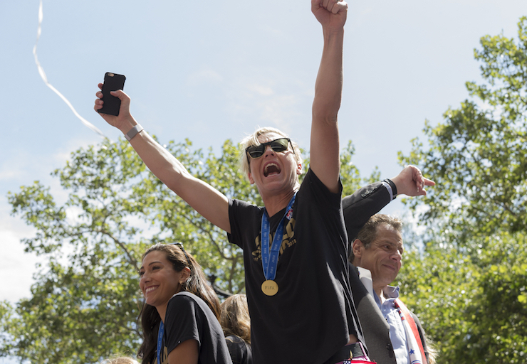 New York, NY USA - July 10, 2015: Abby Wambach and Governor Andrew Cuomo attend New York City Ticker Tape Parade For World Cup Champions U.S. Women Soccer National Team on Broadway - Editorial credit- lev radin : Shutterstock, Inc. 2015