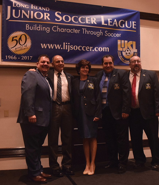 From left to right: LIJSL President Anthony Maresco, Joe Karam, Cora Fitzgerald, Michael D'Ambrosio and John Deutsch