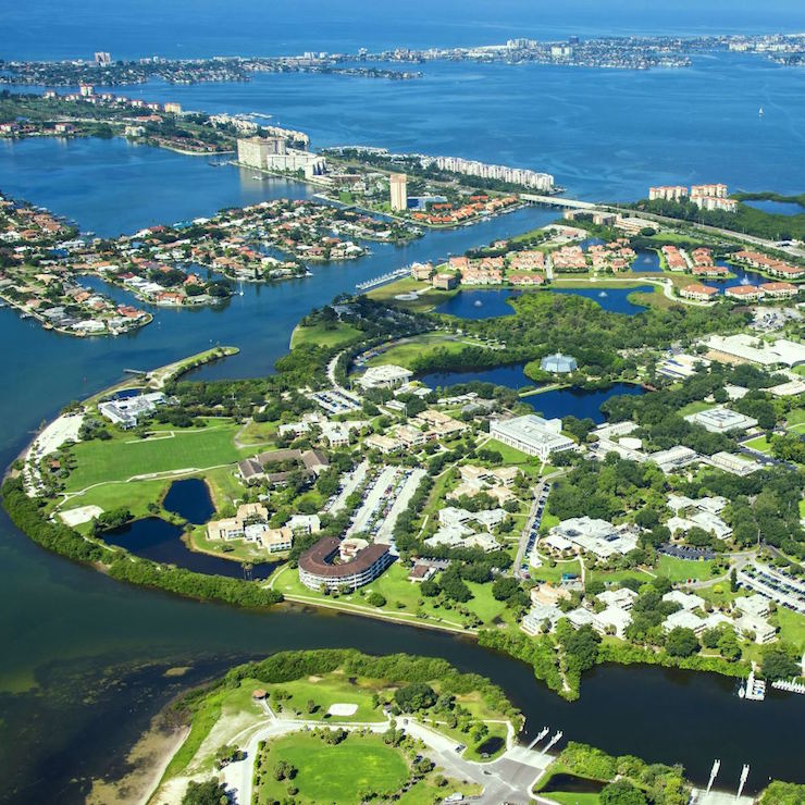 Elite Youth Soccer camp information - View of Eckerd College, where GFL's Play with the Soccer Stars camp is held