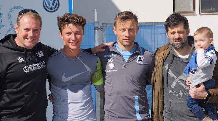 Youth soccer news - At 1860 Munich, Eddie Loewen with American youth player Michael Scavuzzo, Ivica Ilic and Filip Tapalovic. Tapalovic played at Schalke04, 1860 Munich and coaches on the pro and youth level