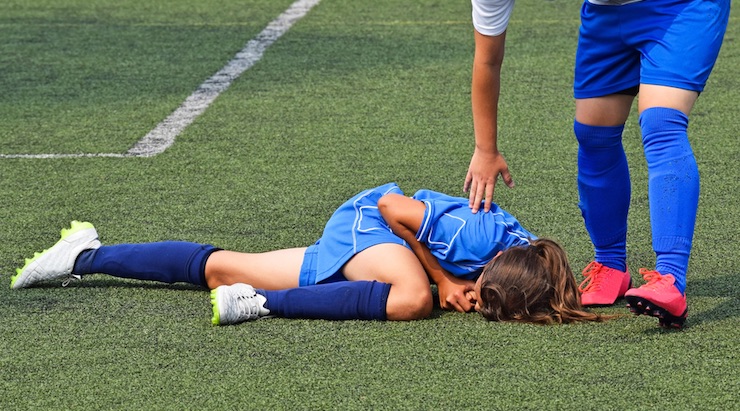 Injured youth soccer player on the field