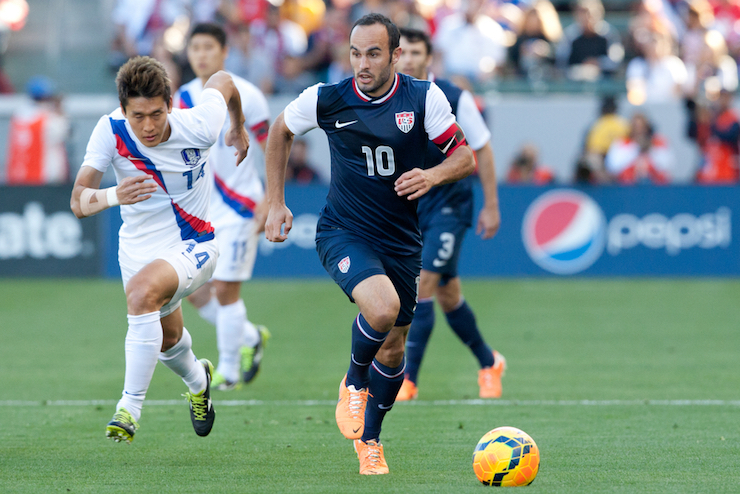 Landon Donovan #10 in action during the U.S. mens national team soccer friendly against Korea Republic on Feb 1st 2014 - Photo Credit: Photo Works / Shutterstock.com