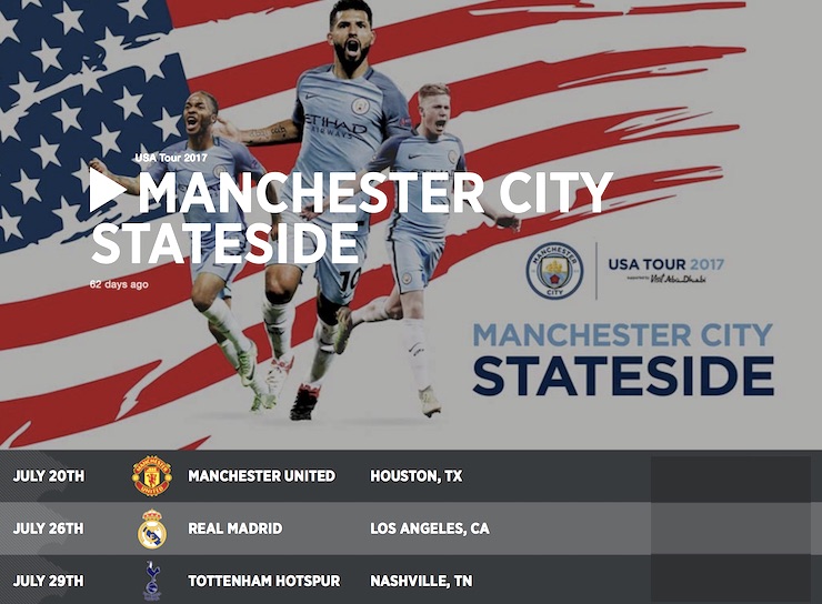 Manchester City will travel to the United States this summer as part of the 2017 International Champions Cup