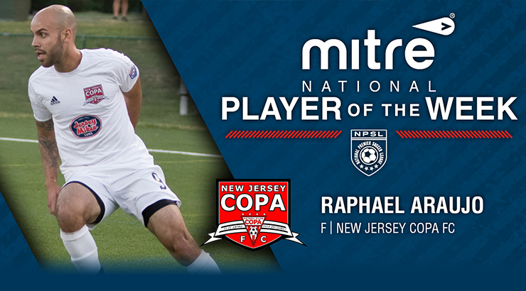 NPSL Soccer News: Raphael Araujo Named NPSL Mitre National Player of the Week