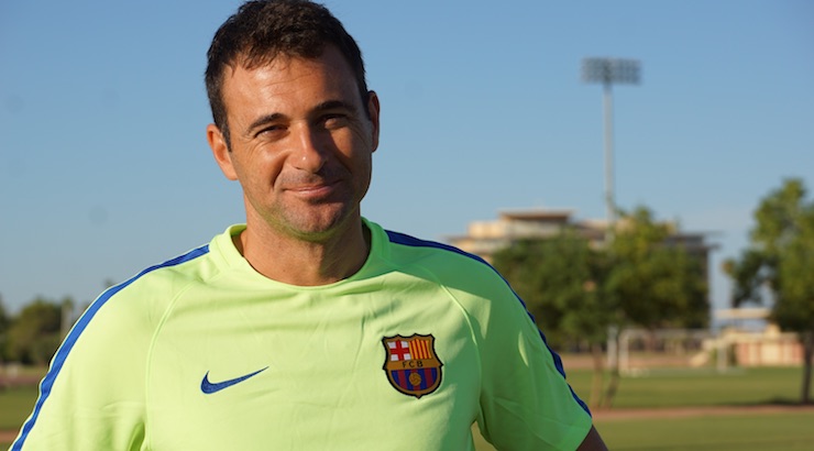 Barca Academy Technical Director Denis Puig at early morning soccer training