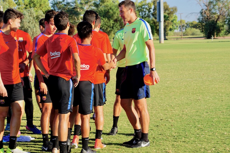 Youth soccer news: Barca Academy Technical Director Denis Puig at early morning soccer training