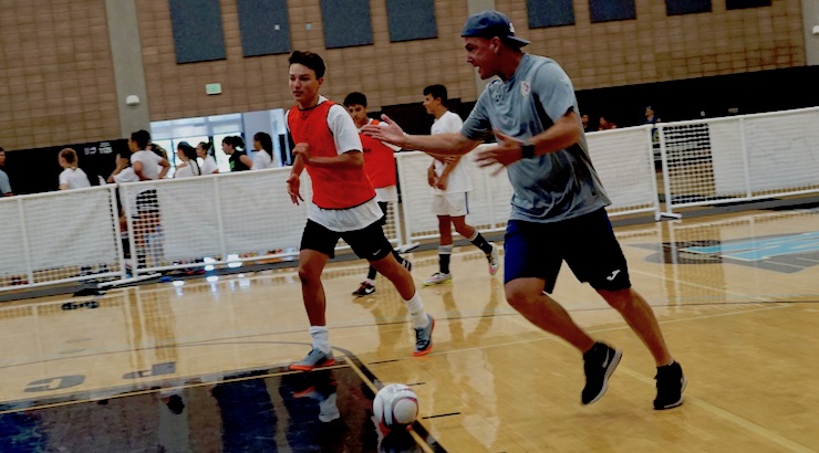 Michael Scavuzzo with Sean Bowers playing Futsal at 619 Futsal