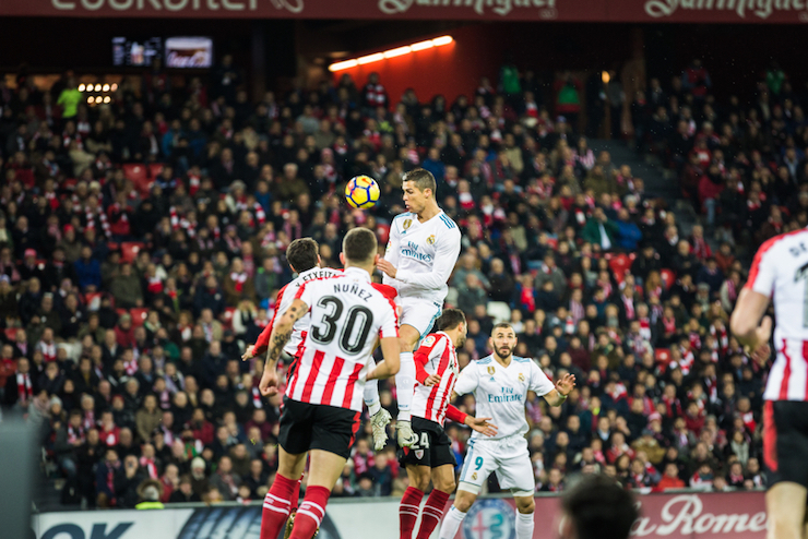Cristiano Ronaldo in action during a Spanish League match between Athletic Club Bilbao and Real Madrid on December 2, 2017 - Editorial Credit: ShutterStock