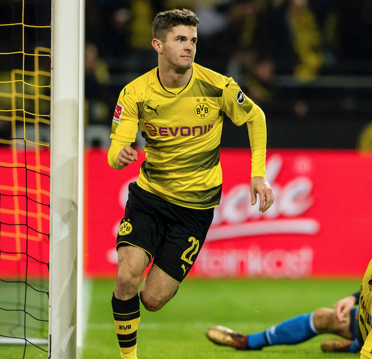 Near the end of the Bundesliga's first round - Christian Pulisic playing for Borussia Dortmund.