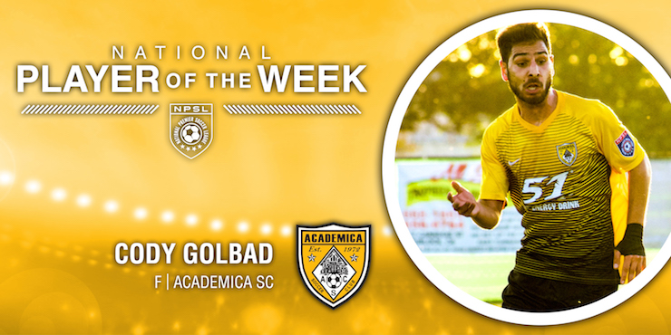 Soccer News: NPSL Player of the Week 2018 Academica SC forward Cody Golbad