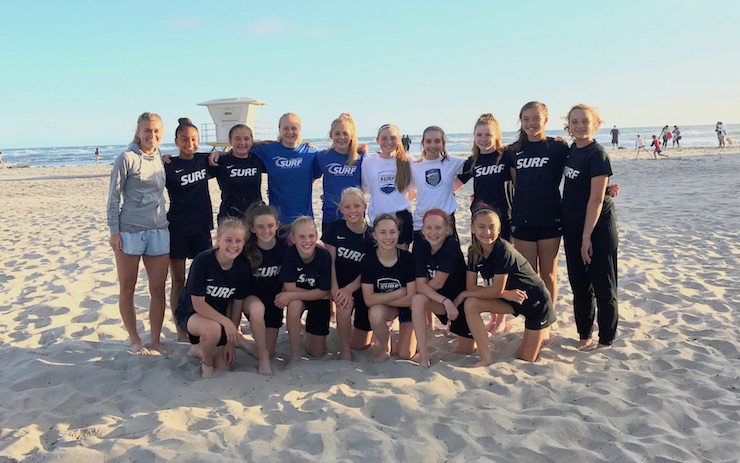 Youth soccer news: Surf Select 2005 Girls team in Man City Cup coached by Monica Dolinksy
