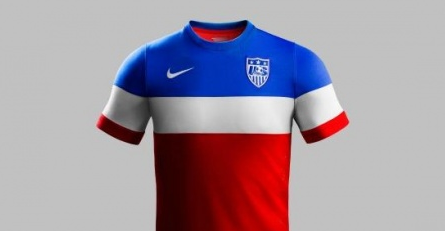 red and blue striped soccer jersey