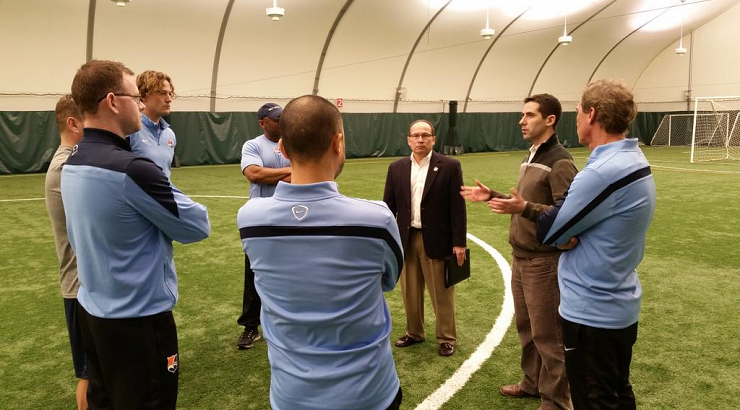 Evan Dabby with Sky Blue FC Staff