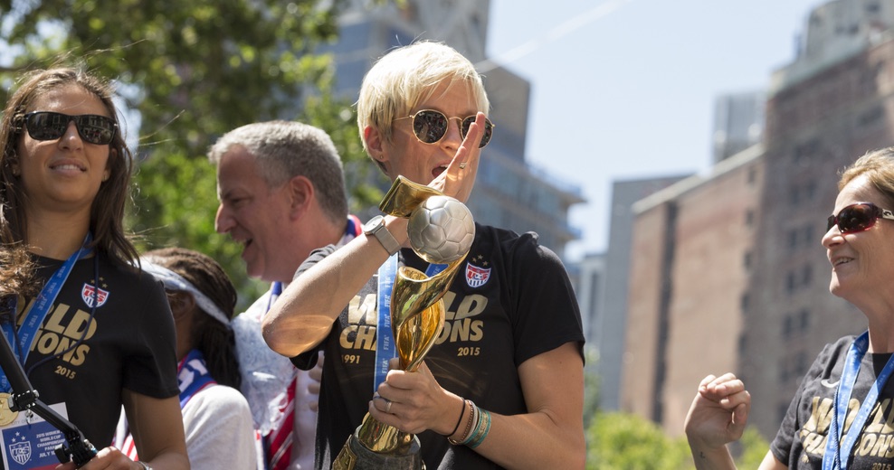 Carli Lloyd, Megan Rapinoe, Jill Ellis, Bill de Blasio attend New York City Ticker Tape Parade For World Cup Champions U.S. Women Soccer National Team - Photo Credit: Lev Radin / Shutterstock.com