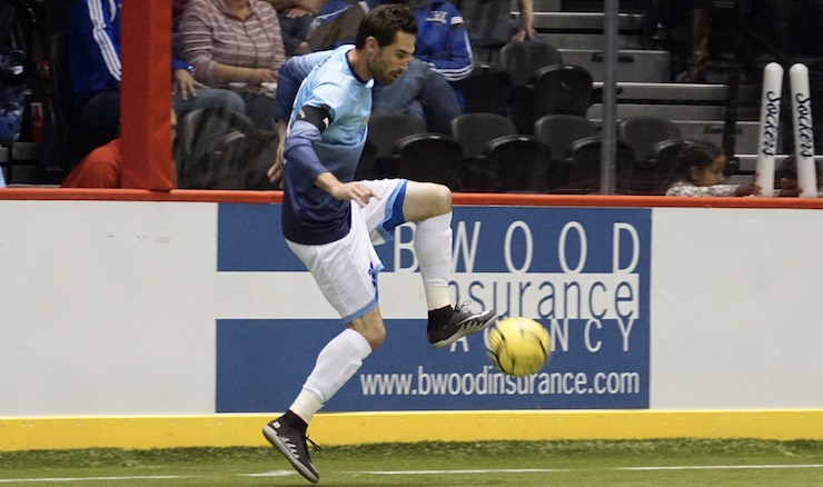 Jeff Hughes scores a goal to help San Diego Sockers defeat Turlock Express