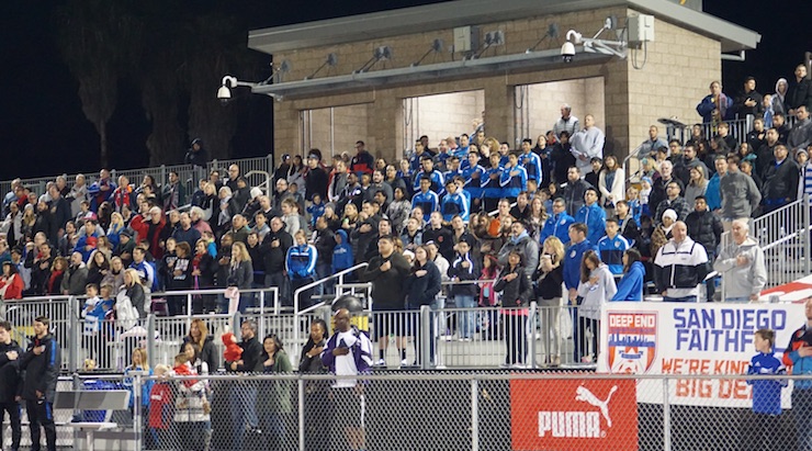 Albion Pros take on Phoenix Rising with a crowd of San Diego Soccer fans watching