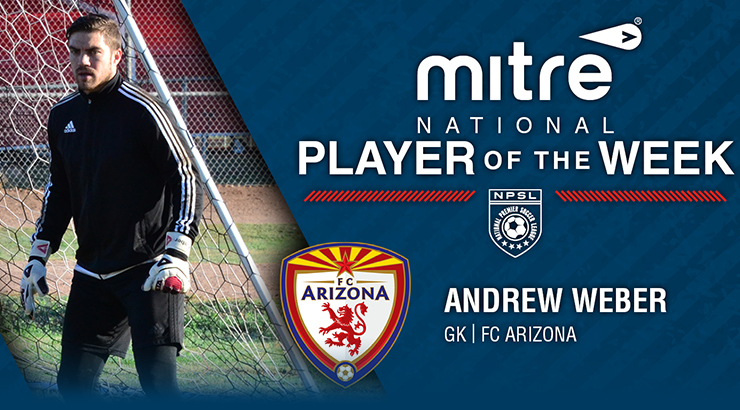 NPSL Soccer News: Andrew Weber Selected as NPSL Player of the Week