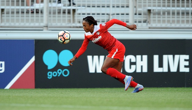 Boyds, MD - Saturday May 6, 2017: Francisca Ordega during a regular season National Women's Soccer League (NWSL) match between the Washington Spirit and Sky Blue FC at Maureen Hendricks Field, Maryland SoccerPlex.