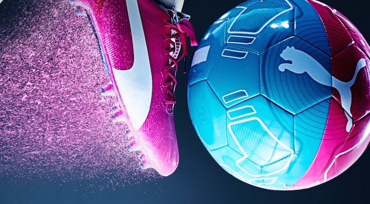 puma soccer cleats pink and blue