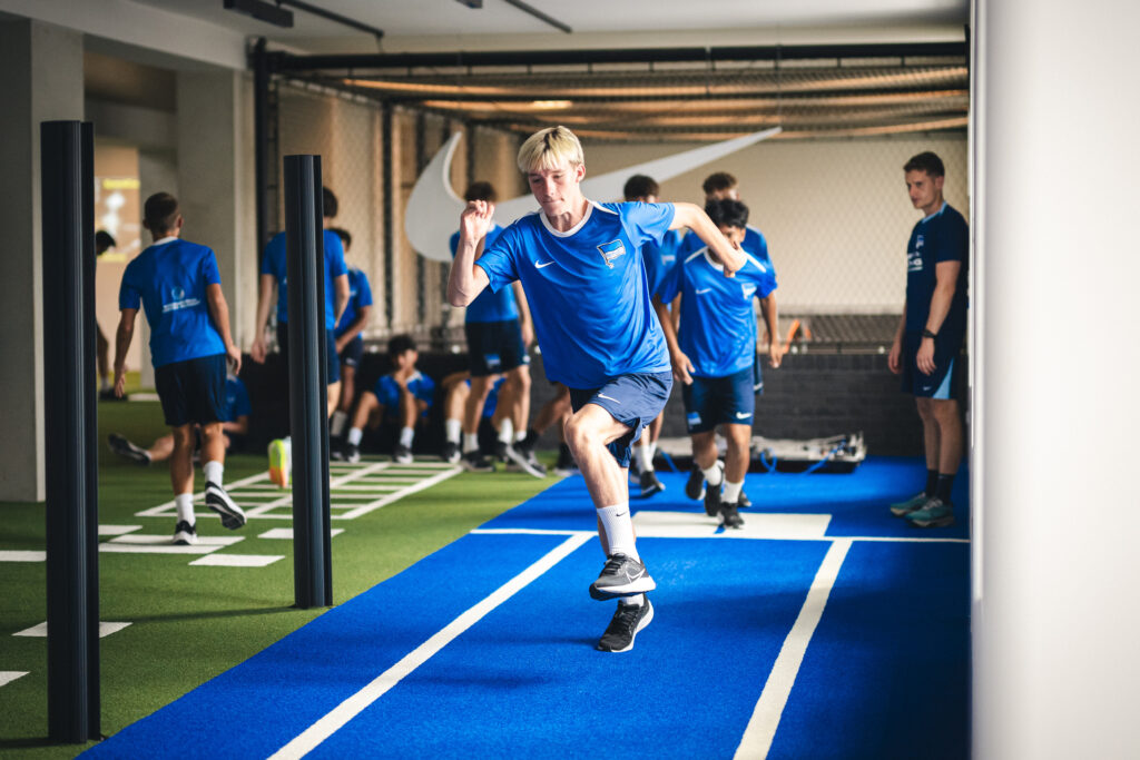 International Soccer Academy player Ethan Elmore training at Hertha BSC in Berlin